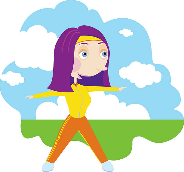 young woman exercising vector art illustration