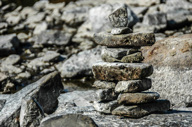 istock Inukshuk by the sea. 916300672