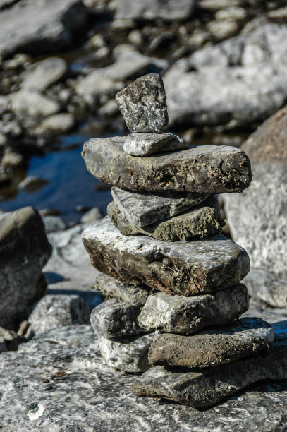 istock Inukshuk by the sea. 916300678
