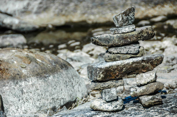 istock Inukshuk by the sea. 916300798