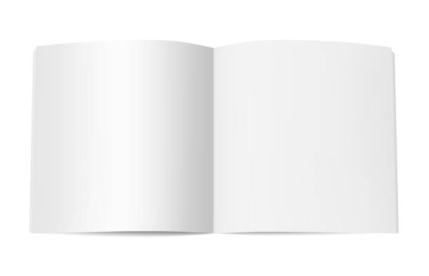 istock Square book booklet or magazine mock up. Template of opened notepad with blank pages isolated on white background. 916301088