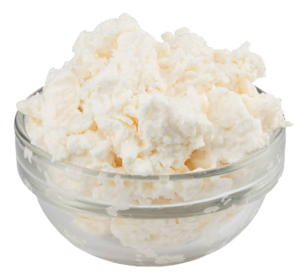 istock Cottage cheese in glass bowl on a white background 916301176