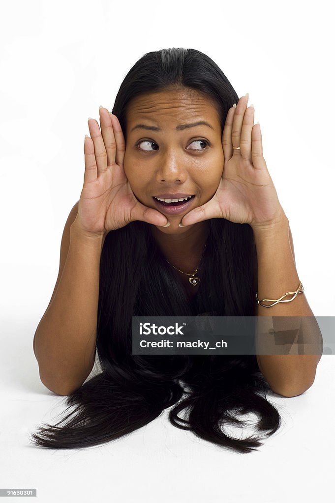 Jovem mulher asiática de rosto emoldurada - Foto de stock de Adulto royalty-free