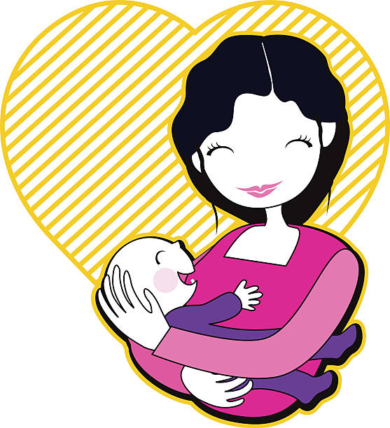 mother and baby vector art illustration