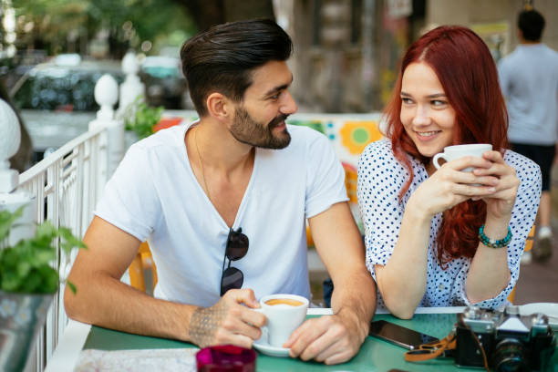 istock Happy couple in cafe bar 916310626