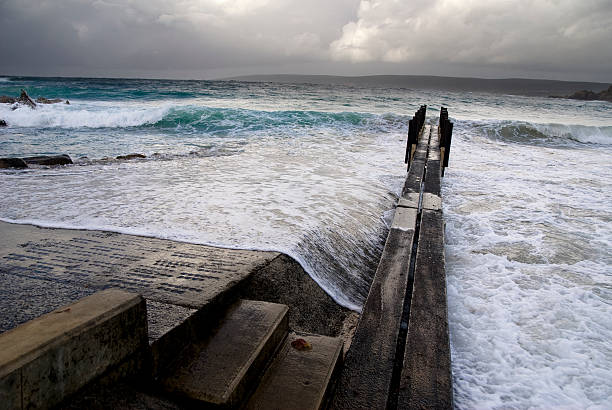 Storm Swept Pier stock photo