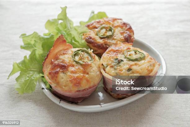 Bacon Egg Muffins With Jalapeno Low Carbs Ketogenic Food Stock Photo - Download Image Now