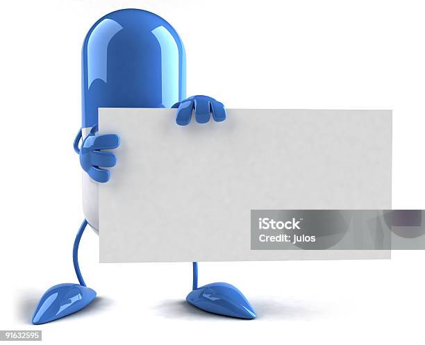 Comprimido Com Um Sinal Em Branco - Fotografias de stock e mais imagens de Azul - Azul, Comprimido, Comunicação
