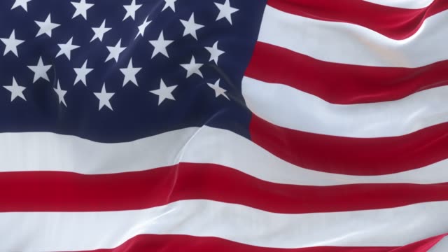 Full Screen USA Flag is Waving Slowly