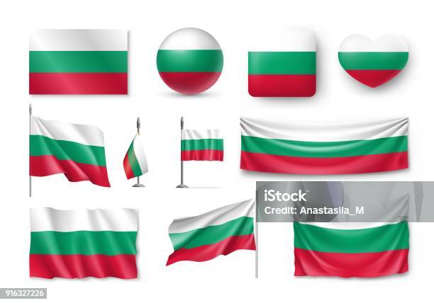 Ilustración de Set Bulgaria Banderas Pancartas Símbolos Icono De Plano y más Vectores Libres de Derechos de Arte