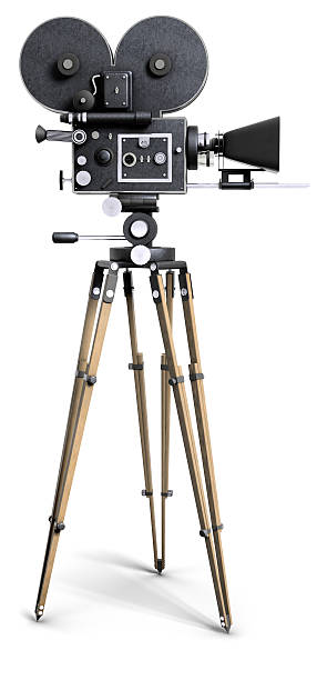 istock Vintage Movie Camera mounted on stand on white background 91632857