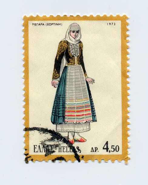 istock Greek Female Costume Stamp  - Megara 91633726