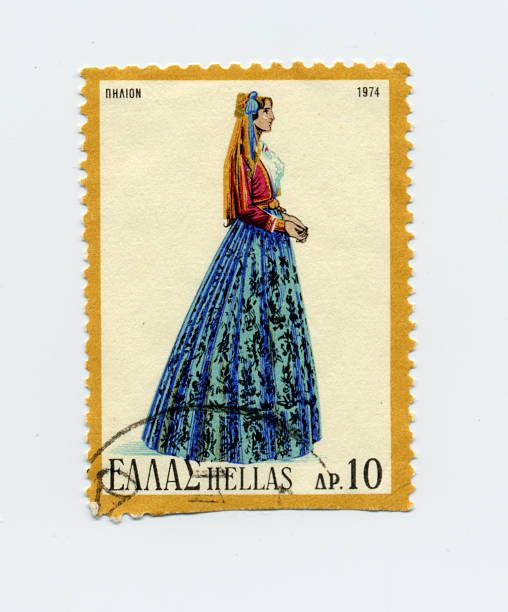 istock Greek Female Costume Stamp - Pelion 91633730