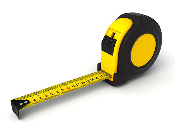 metro a nastro - tape measure yellow long instrument of measurement foto e immagini stock