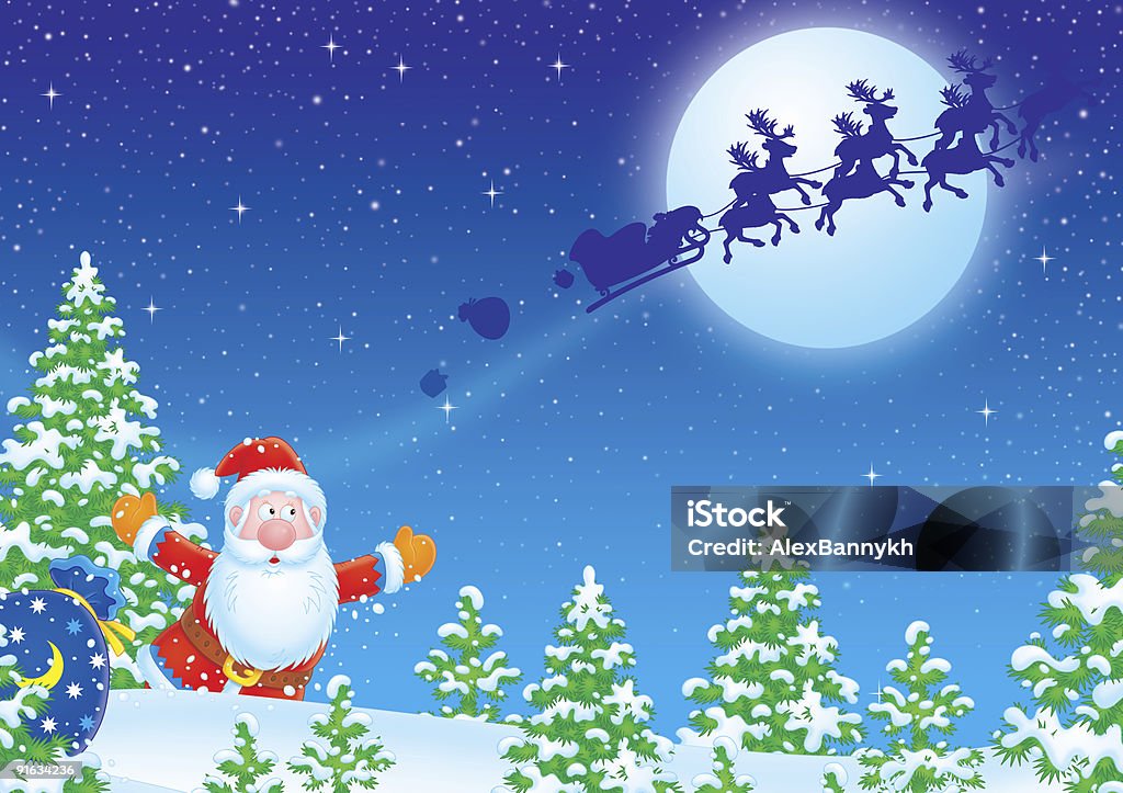 Santa Claus ist nach dem Schlitten - Lizenzfrei Bildhintergrund Stock-Illustration