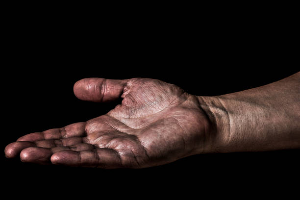 istock Open male palm, close-up 916351524