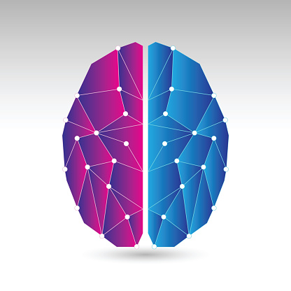 A stylish human brain icon in vector format.