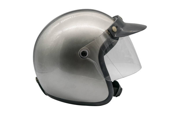capacete de motocicleta sobre isolar em fundo branco com traçado de recorte - helmet helmet visor protection black - fotografias e filmes do acervo