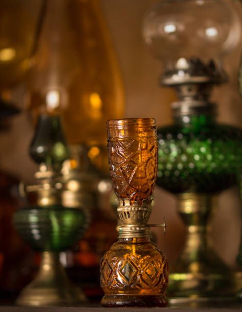 istock Small brown glass kerosene lamp 916358800