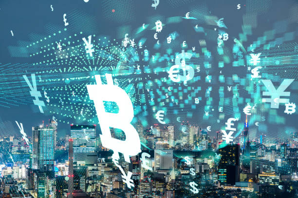 istock Modern cityscape and financial technology concept. 916358870