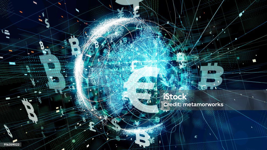 Financial technology concept. Technological abstract background. Cryptocurrency Stock Photo