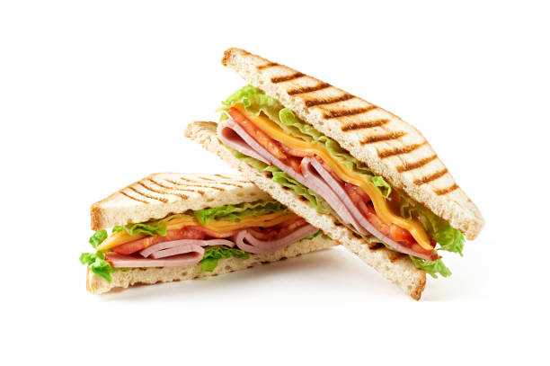 istock Sandwich with ham, cheese, tomatoes, lettuce, and toasted bread. Isolated on white background. 916365026