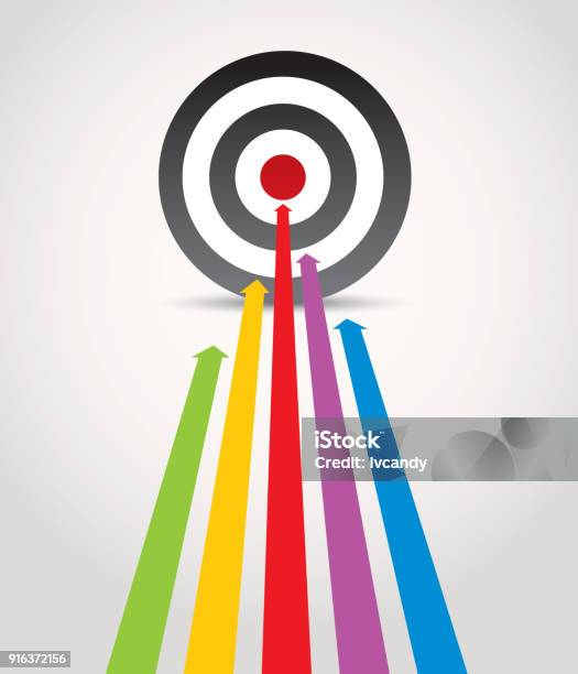 Hit The Target Stock Illustration - Download Image Now - Aspirations, Goal - Sports Equipment, Sports Target