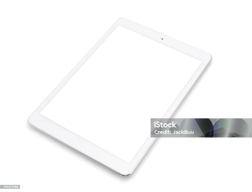 White tablet computer on over white background Digital Tablet Stock Photo