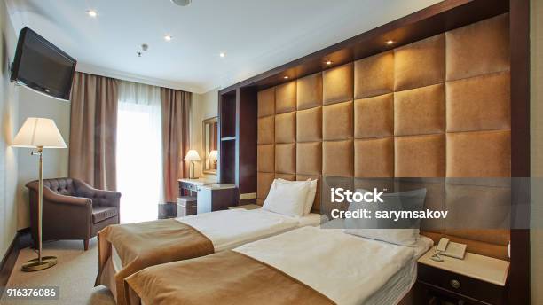 Interior Of Double Bed Room Stock Photo - Download Image Now - Apartment, Bed - Furniture, Bedding