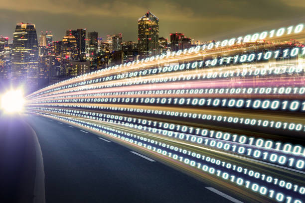 istock Digital signals flying over highway. Digital transformation. Internet of Things. 916376258
