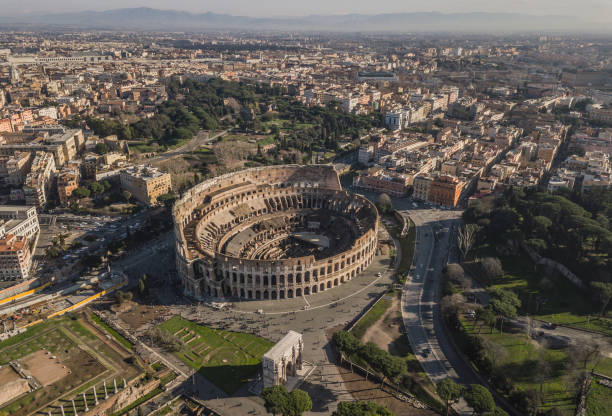 istock Aerial view of Colosseum 916376384