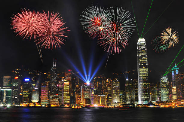 istock fireworks at victoria harbour, Hong Kong 916376788