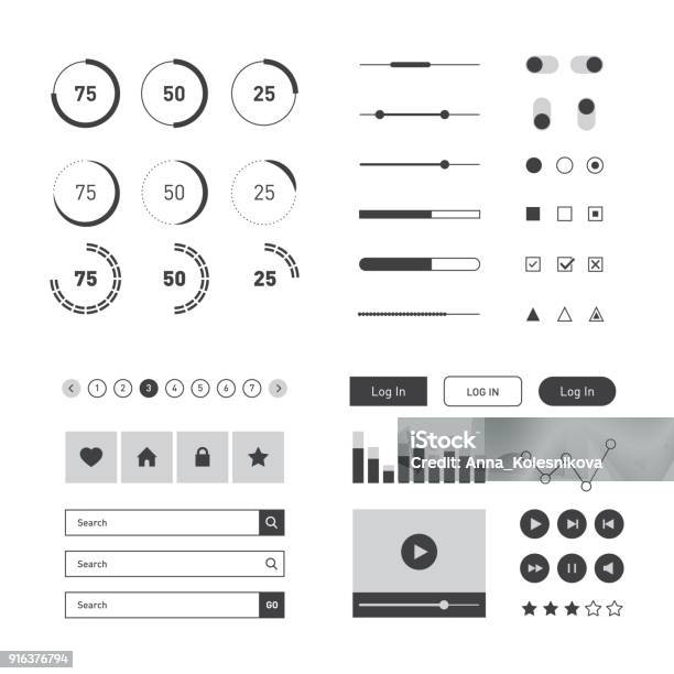 Modello Di Kit Dellinterfaccia Utente Piatta Per Il Sito Web - Immagini vettoriali stock e altre immagini di Interfaccia utente grafica