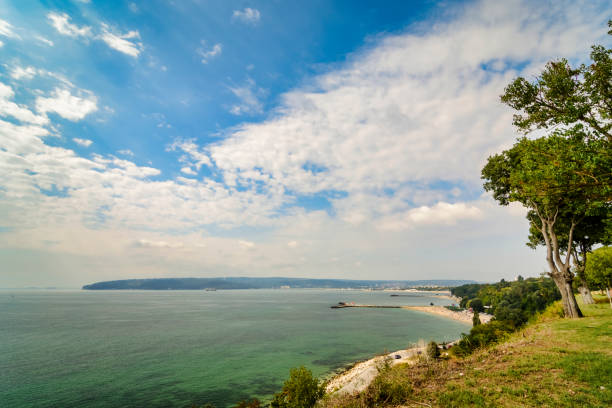 Panoramic view of Varna beach and black sea.