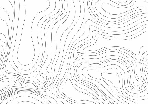 Abstract black and white topographic contours lines of mountains. Topography map art curve drawing. vector illustration. Abstract black and white topographic contours lines of mountains. Topography map art curve drawing. vector illustration. land feature stock illustrations