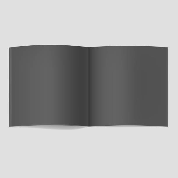 illustrations, cliparts, dessins animés et icônes de maquette réaliste carré ouvert black book - book black isolated on white note pad