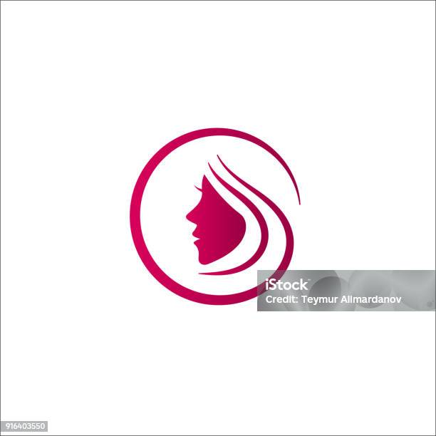 Woman Face With Hair And Circle Icon For Beauty Massage Cosmetic And Spa Salon Stock Illustration - Download Image Now