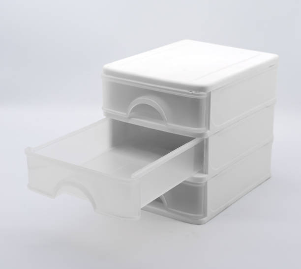 istock Three storey box with drawers isolated on white background in perspective view 916404246