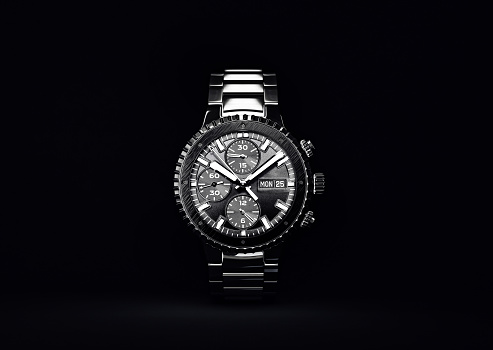 wrist watch. time accessory isolated on black. 3d illustration