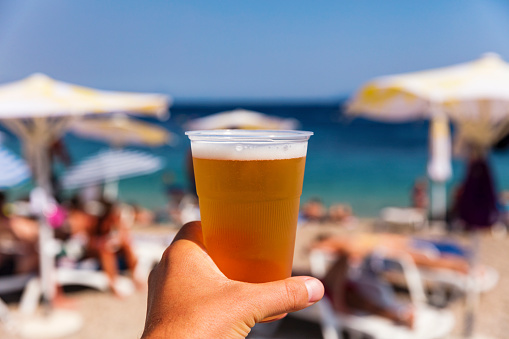 Beer on the beach on a sunny day. Cheers!