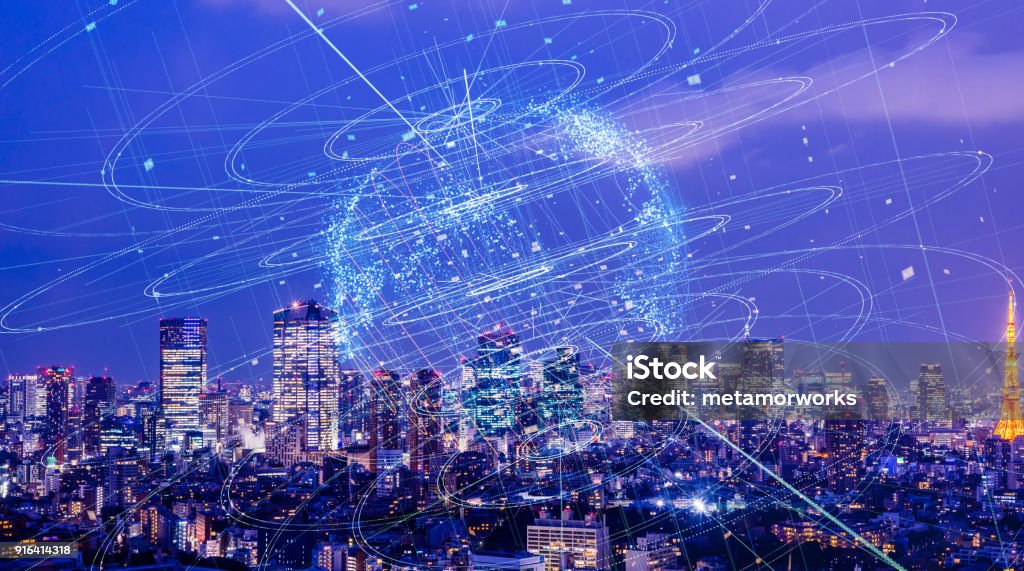 Global communication network concept. Computer Network Stock Photo