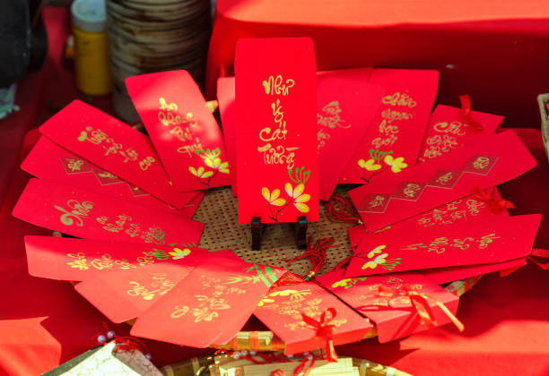 istock Red envelopes Lunar New Year Calligraphy decorated with text 