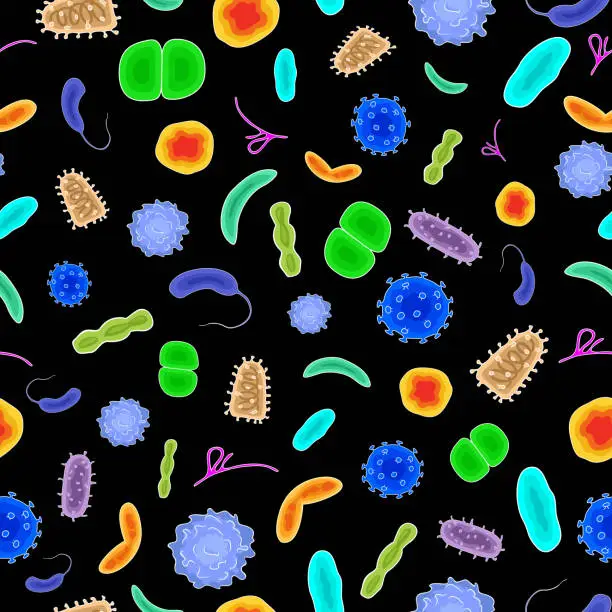 Vector illustration of Seamless texture of infectious agents