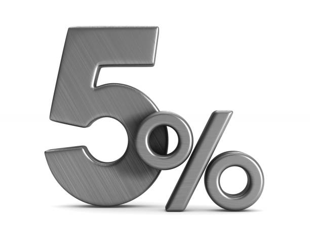 istock Five percent on white background. Isolated 3D illustration 916429116