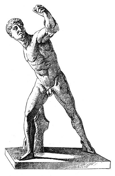 ilustrações, clipart, desenhos animados e ícones de o gladiador borghese - classical greek roman statue warrior