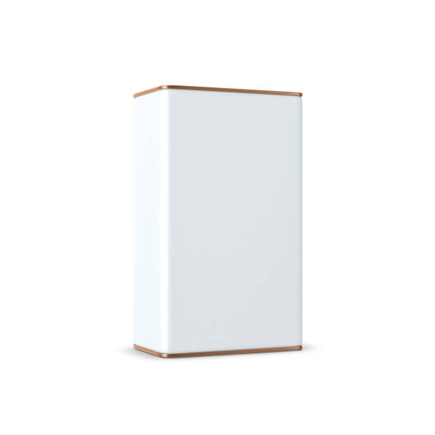 White Blank Square Tin can mockup for oil. Packaging for Tea and coffee