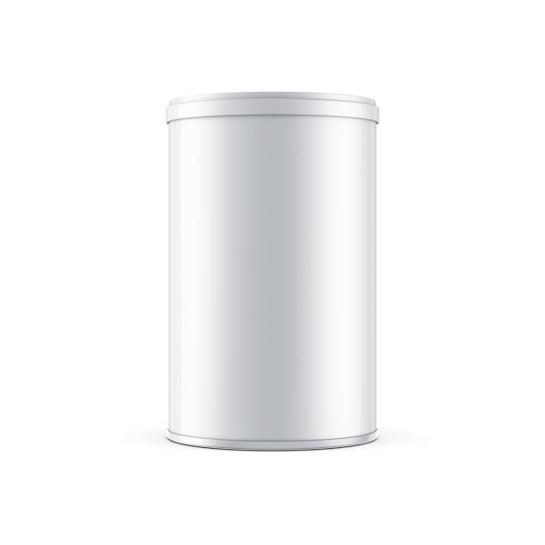 White metal Tin can packaging Mockup for baby food White metal Tin can packaging Mockup for baby food, 3d rendering white plastic tube stock pictures, royalty-free photos & images