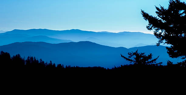 parque nacional das montanhas de smoky panorâmica - blue ridge mountains appalachian mountains sunrise mountain imagens e fotografias de stock