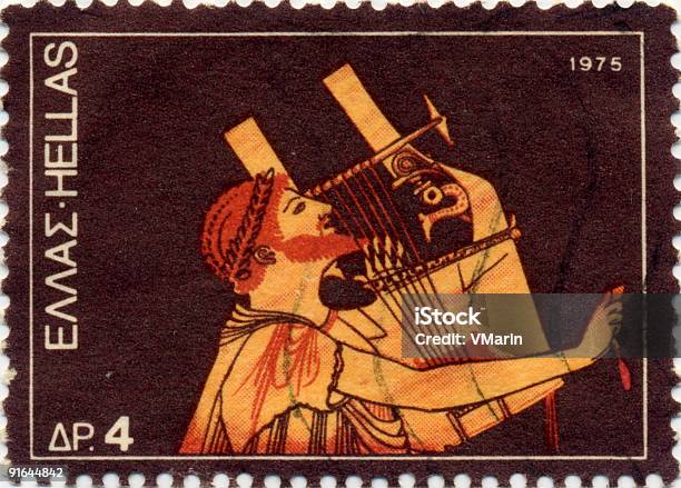 Foto de Orpheus Grego Músico Stamp e mais fotos de stock de 1975 - 1975, Colorido, Cultura Grega