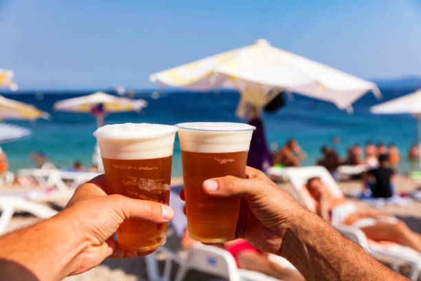 Beer on the beach on a sunny day. Cheers!